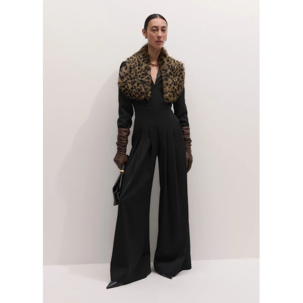 ME+EM Tux Ultra Wide Jumpsuit in Black, view 4 | Dresses | Coveti