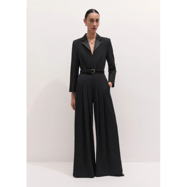 ME+EM Tux Ultra Wide Jumpsuit in Black, view 5 | Dresses | Coveti