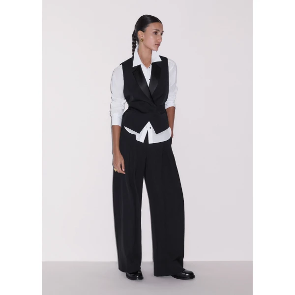 ME+EM Tux Wrap Waistcoat in Black, view 4 | Vests | Coveti