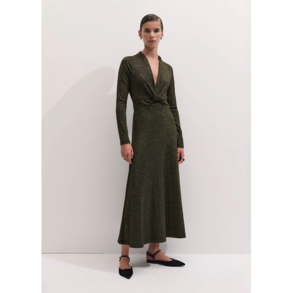 ME+EM Twist Front Maxi Dress in Black/Gold