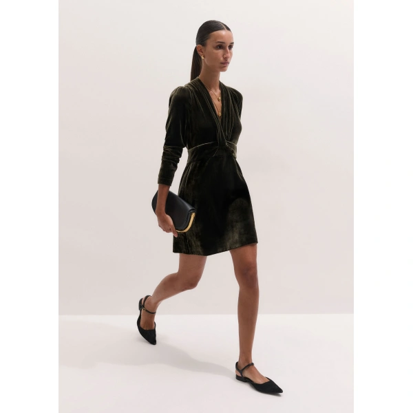 ME+EM Twist Front Mini Dress in Bay Green, view 2 | Mini Dresses | Coveti