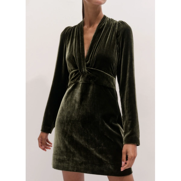 ME+EM Twist Front Mini Dress in Bay Green, view 3 | Mini Dresses | Coveti