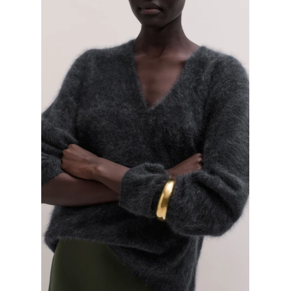 ME+EM Ultimate Boyfriend Jumper in Charcoal Mélange, view 2 | Sweaters | Coveti
