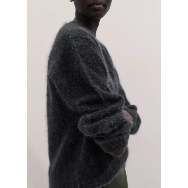 ME+EM Ultimate Boyfriend Jumper in Charcoal Mélange, view 5 | Sweaters | Coveti