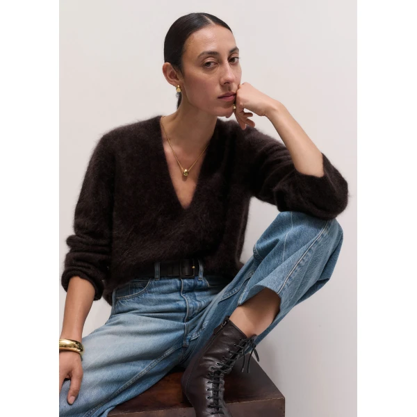 ME+EM Ultimate Boyfriend Jumper in Dark Chocolate Brown, view 2 | Sweaters | Coveti