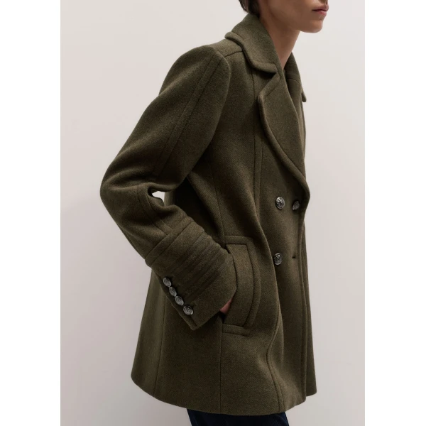 ME+EM Utility Pea Coat in Khaki Melange