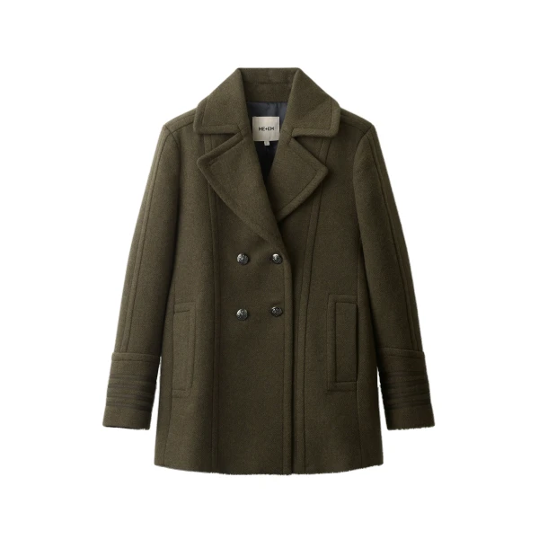 ME+EM Utility Pea Coat in Khaki Melange