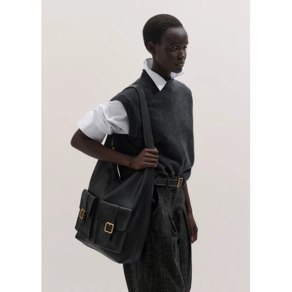 ME+EM Utility Shoulder Bag in Black Brown, view 2 | Shoulder & Crossbody Bags | Coveti
