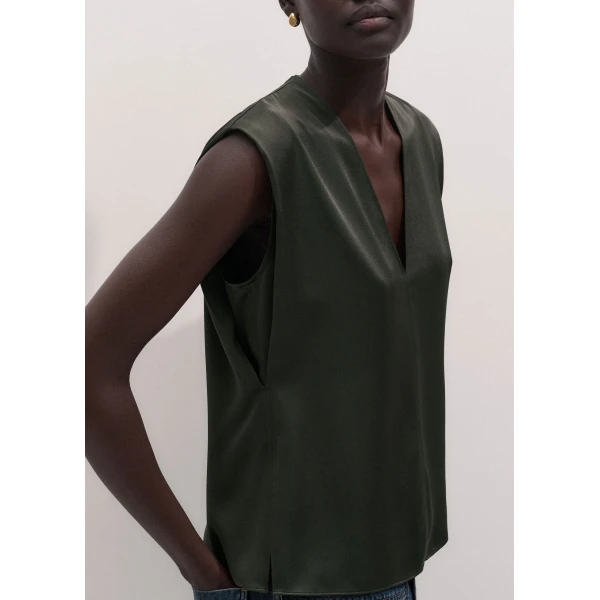 ME+EM V-Neck Evening Tank in Bay Green, view 3 | Tops | Coveti