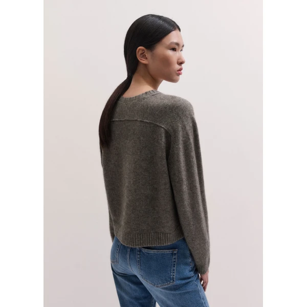 ME+EM V-Neck Relaxed Jumper in Heather Brown Mélange
