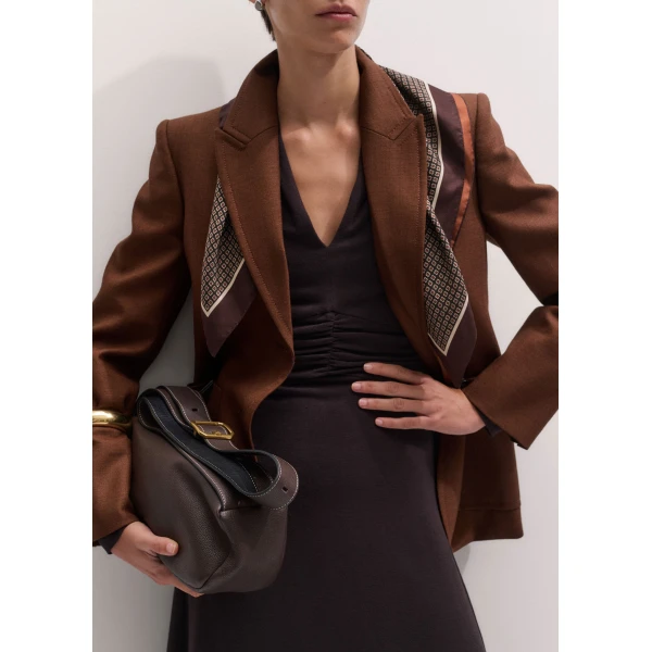 ME+EM V-Neck Slim Maxi Dress in Chocolate