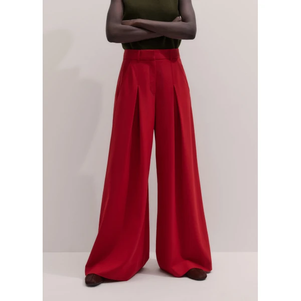 ME+EM Very Wide-Leg Trouser in Scarlet Red