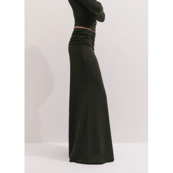 ME+EM Very Wide Palazzo Pant in Rich Olive Green