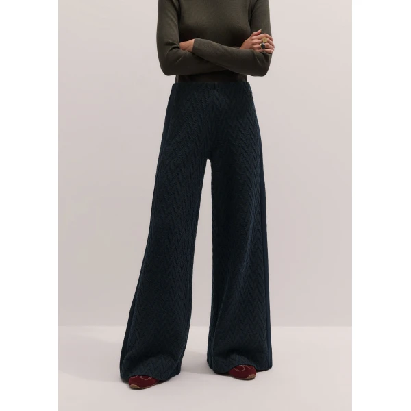 ME+EM Wide-Leg Track Pant in Navy/Rich Olive