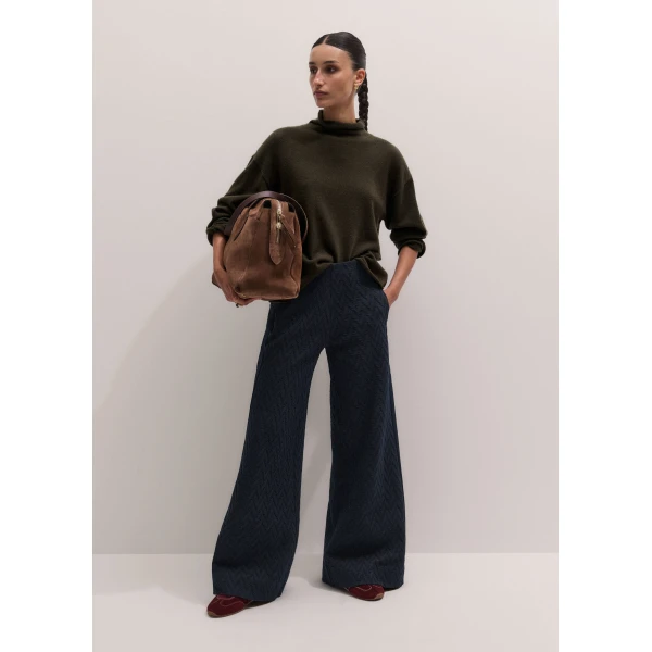 ME+EM Wide-Leg Track Pant in Navy/Rich Olive