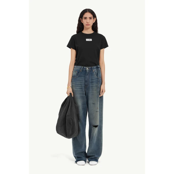 MM6 Maison Margiela Aged Denim Jeans in Grey Blue, view 2 | Denim | Coveti