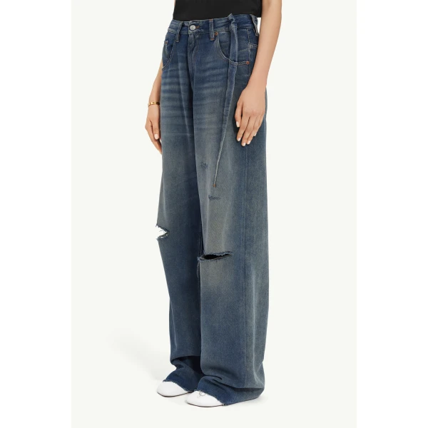 MM6 Maison Margiela Aged Denim Jeans in Grey Blue, view 5 | Denim | Coveti