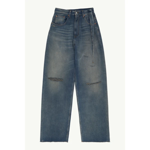 MM6 Maison Margiela Aged Denim Jeans in Grey Blue, view 6 | Denim | Coveti