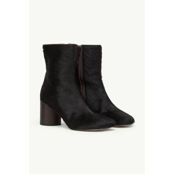 MM6 Maison Margiela Anatomic Ankle Boots in Ponyhair in Tapenade, view 3 | Boots | Coveti