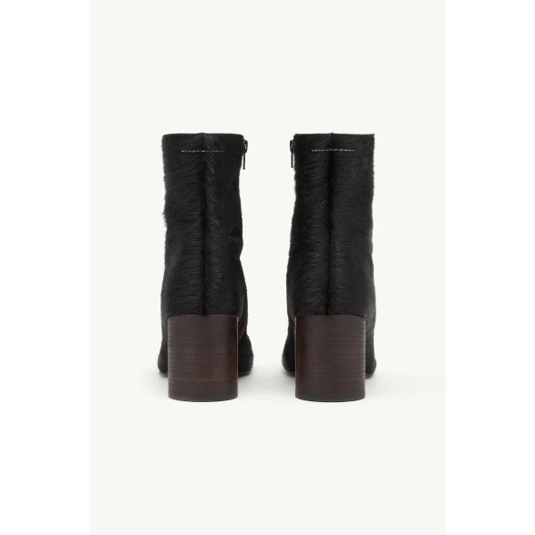 MM6 Maison Margiela Anatomic Ankle Boots in Ponyhair in Tapenade, view 4 | Boots | Coveti