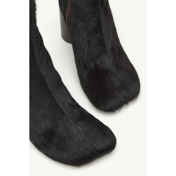 MM6 Maison Margiela Anatomic Ankle Boots in Ponyhair in Tapenade, view 5 | Boots | Coveti
