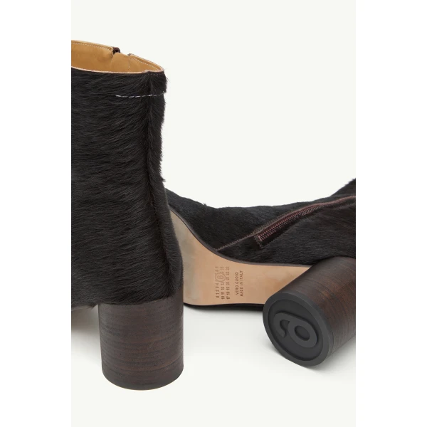 MM6 Maison Margiela Anatomic Ankle Boots in Ponyhair in Tapenade, view 6 | Boots | Coveti