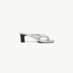 MM6 Maison Margiela Anatomic Leather Flip Flop Mules in Silver | Mules | Coveti