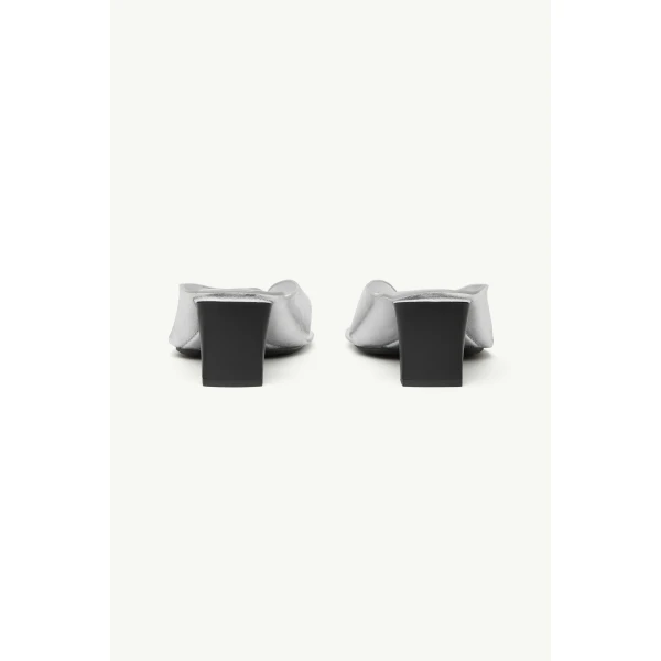 MM6 Maison Margiela Anatomic Leather Flip Flop Mules in Silver, view 4 | Mules | Coveti