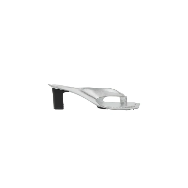 MM6 Maison Margiela Anatomic Leather Flip Flop Mules in Silver | Mules | Coveti