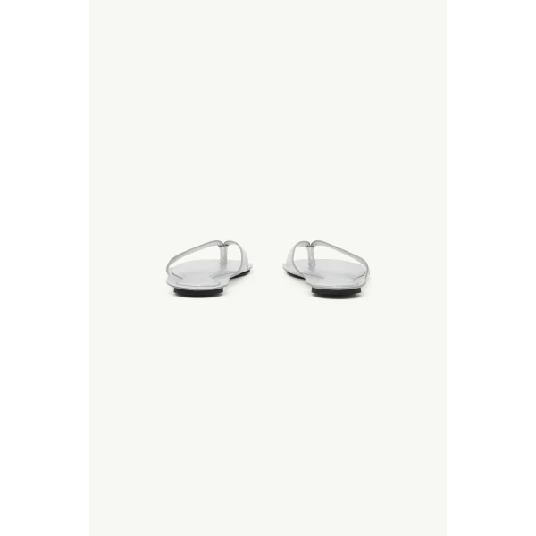 MM6 Maison Margiela Anatomic Leather Flip Flops in Silver, view 4 | Flip Flops & Slides | Coveti