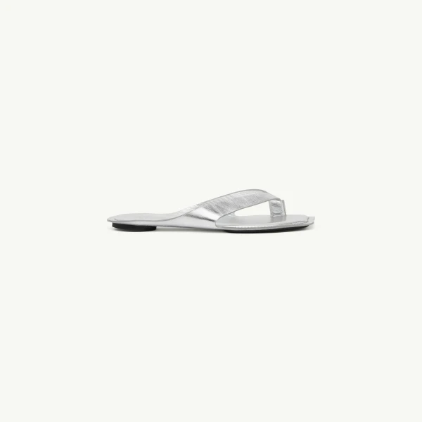 Anatomic Leather Flip Flops in Silver