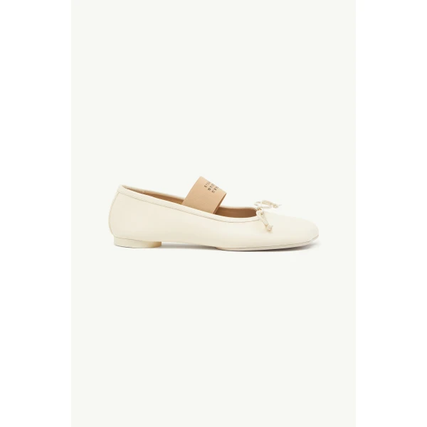MM6 Maison Margiela Anatomic Numeric Ballerinas in Alabaster, view 2 | Flats | Coveti