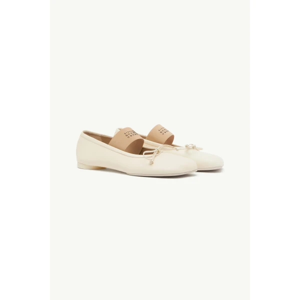 MM6 Maison Margiela Anatomic Numeric Ballerinas in Alabaster, view 3 | Flats | Coveti