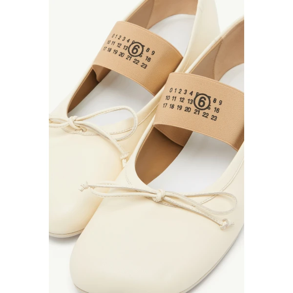 MM6 Maison Margiela Anatomic Numeric Ballerinas in Alabaster, view 5 | Flats | Coveti