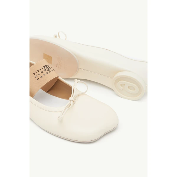 MM6 Maison Margiela Anatomic Numeric Ballerinas in Alabaster, view 6 | Flats | Coveti