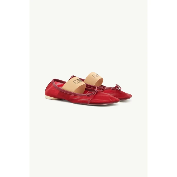 MM6 Maison Margiela Anatomic Numeric Ballerinas in Bordeaux, view 3 | Flats | Coveti