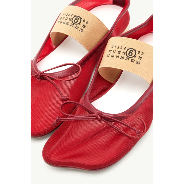 MM6 Maison Margiela Anatomic Numeric Ballerinas in Bordeaux, view 5 | Flats | Coveti