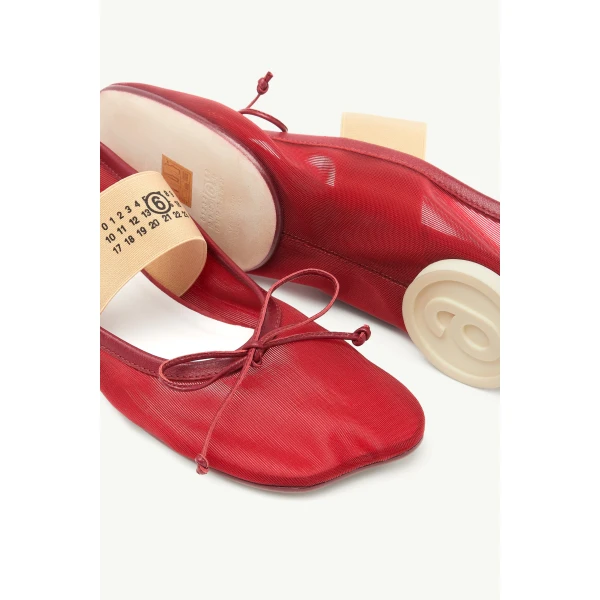 MM6 Maison Margiela Anatomic Numeric Ballerinas in Bordeaux, view 6 | Flats | Coveti