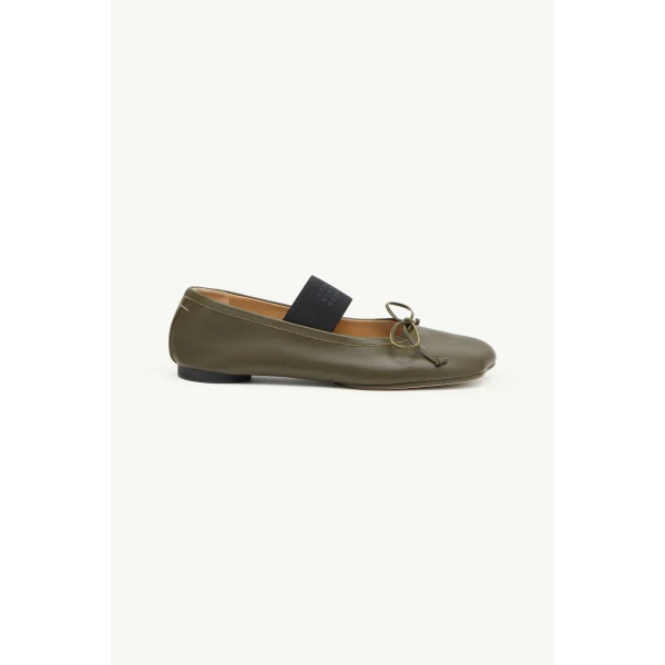 MM6 Maison Margiela Anatomic Numeric Ballerinas in Olive, view 2 | Flats | Coveti