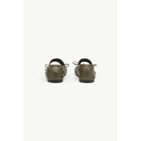 MM6 Maison Margiela Anatomic Numeric Ballerinas in Olive, view 4 | Flats | Coveti