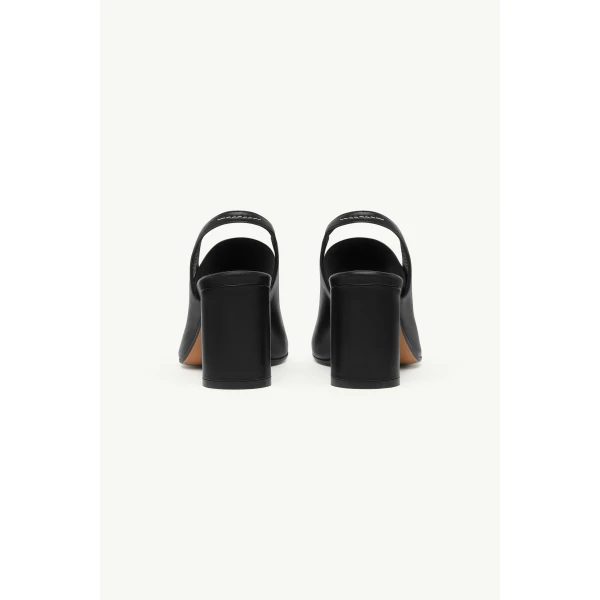 MM6 Maison Margiela Anatomic Numeric Heeled Slingbacks in Black, view 4 | Sandals | Coveti