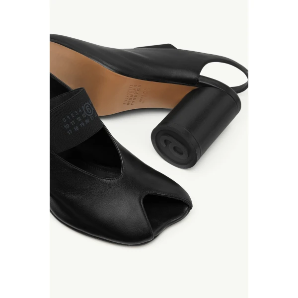 MM6 Maison Margiela Anatomic Numeric Heeled Slingbacks in Black, view 6 | Sandals | Coveti
