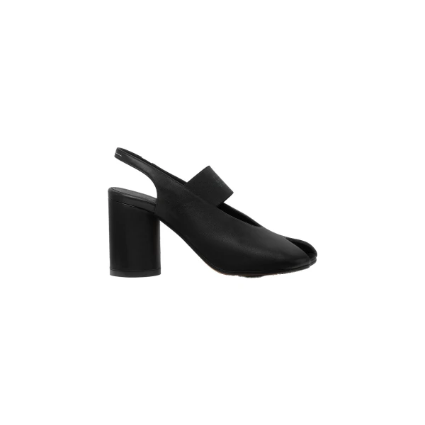 MM6 Maison Margiela Anatomic Numeric Heeled Slingbacks in Black | Sandals | Coveti
