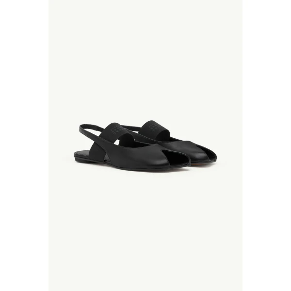 MM6 Maison Margiela Anatomic Numeric Low Slingbacks in Black, view 3 | Sandals | Coveti