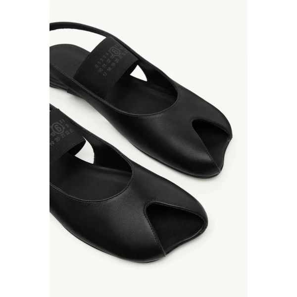 MM6 Maison Margiela Anatomic Numeric Low Slingbacks in Black, view 5 | Sandals | Coveti