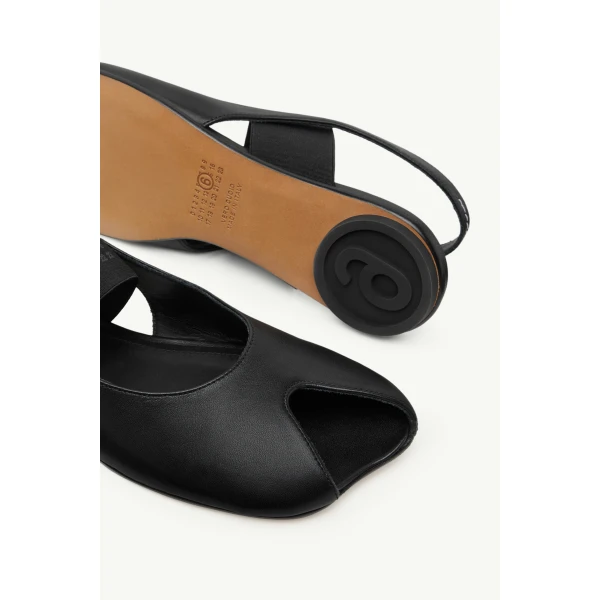 MM6 Maison Margiela Anatomic Numeric Low Slingbacks in Black, view 6 | Sandals | Coveti