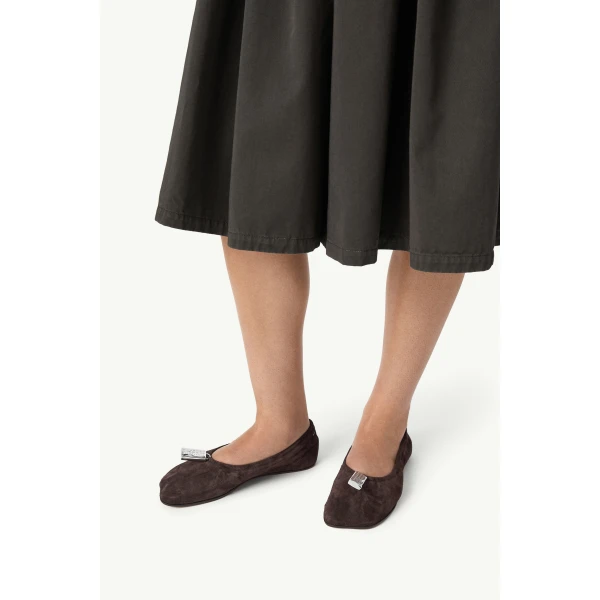 MM6 Maison Margiela Anatomic Travel Ballerinas in Suede in Mud, view 6 | Flats | Coveti