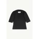 MM6 Maison Margiela Asymmetric Jersey Top in Black | Tops | Coveti