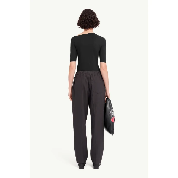 MM6 Maison Margiela Asymmetric Jersey Top in Black, view 4 | Tops | Coveti