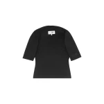 MM6 Maison Margiela Asymmetric Jersey Top in Black | Tops | Coveti